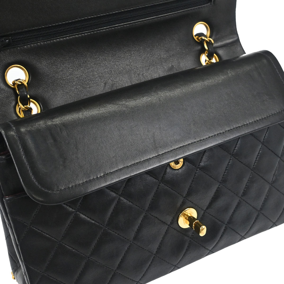 Chanel Black Lambskin Medium Classic Double Flap Shoulder Bag