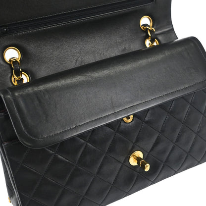 Chanel Black Lambskin Medium Classic Double Flap Shoulder Bag