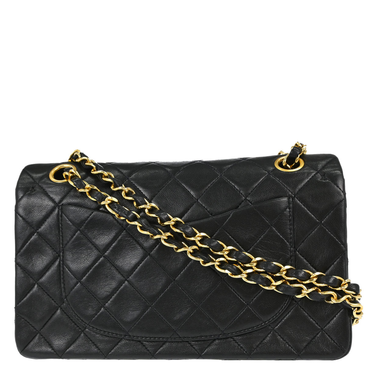Chanel 1989-1991 Black Lambskin Small Double Flap Shoulder Bag