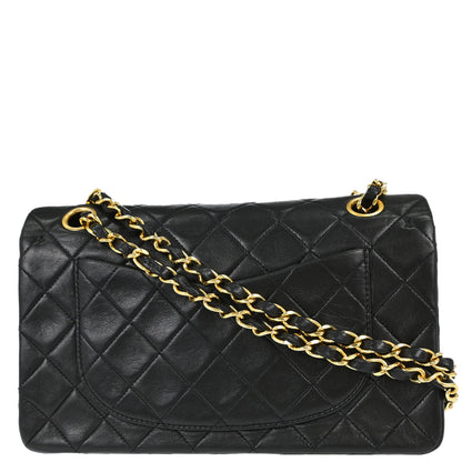 Chanel 1989-1991 Black Lambskin Small Double Flap Shoulder Bag