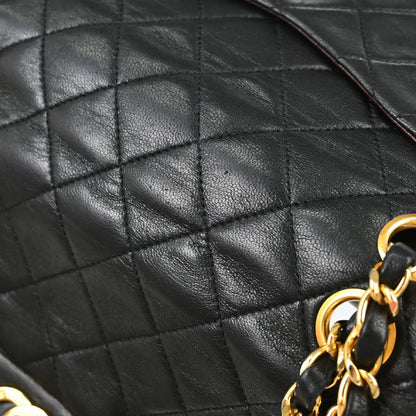 Chanel 1989-1991 Black Lambskin Small Double Flap Shoulder Bag