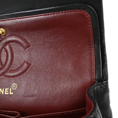 Chanel 1989-1991 Black Lambskin Small Double Flap Shoulder Bag