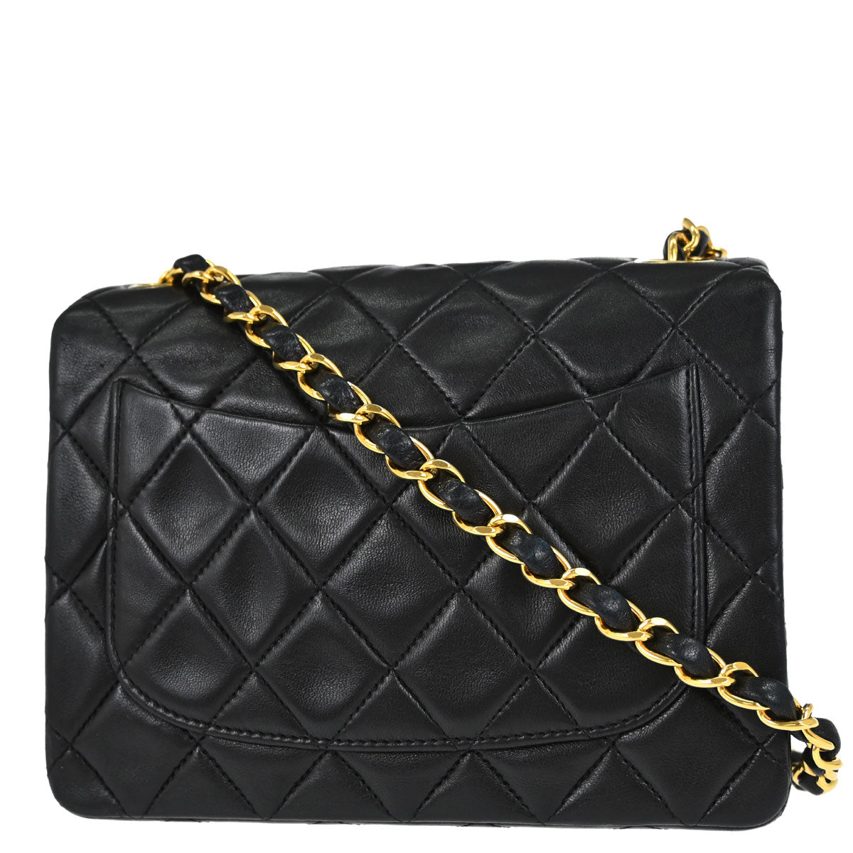 Chanel 1991-1994 Black Lambskin Mini Classic Square Flap Shoulder Bag 17