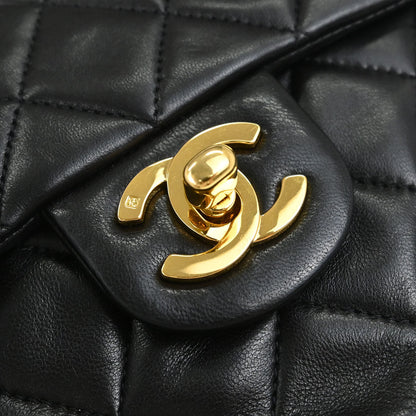 Chanel 1991-1994 Black Lambskin Mini Classic Square Flap Shoulder Bag 17