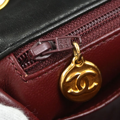 Chanel 1991-1994 Black Lambskin Mini Classic Square Flap Shoulder Bag 17