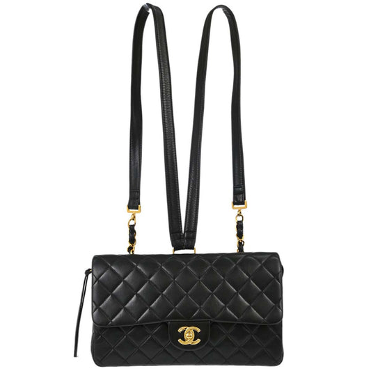Chanel 1996-1997 Black Lambskin Flap Backpack