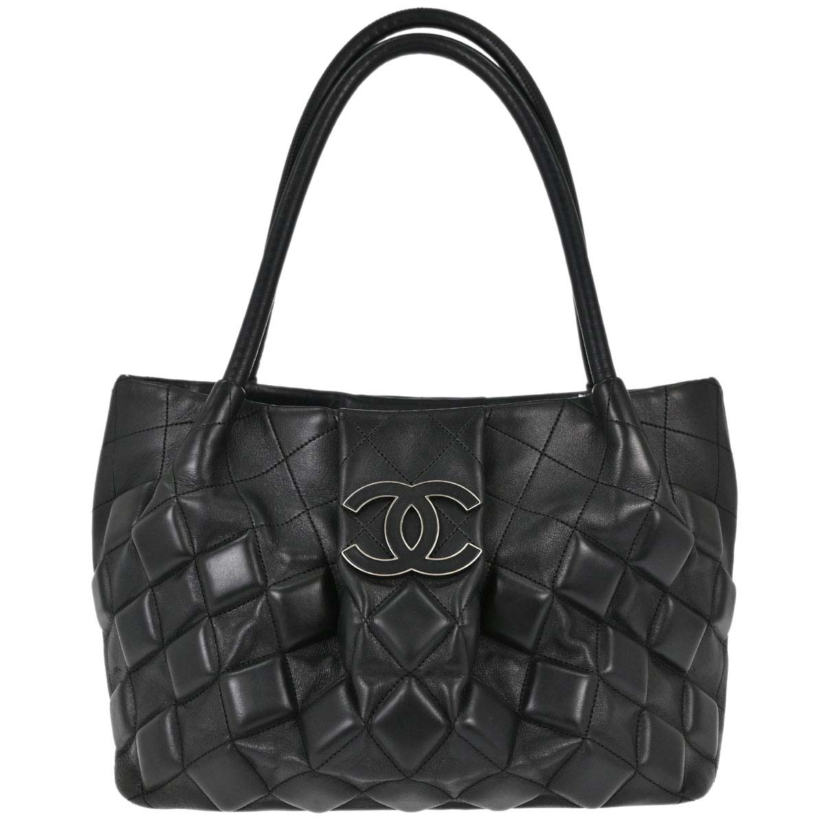 Chanel 2008-2009 Black Calfskin Sloane 3D Quilted Tote Handbag