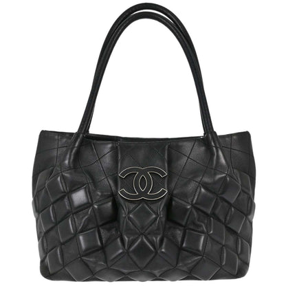 Chanel 2008-2009 Black Calfskin Sloane 3D Quilted Tote Handbag
