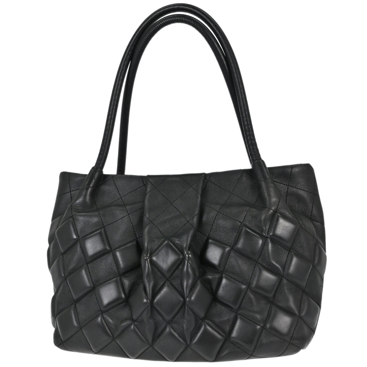 Chanel 2008-2009 Black Calfskin Sloane 3D Quilted Tote Handbag
