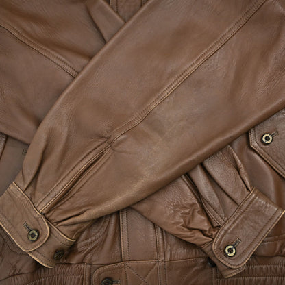 Burberrys Zip Up Sheepskin Jacket Brown #M