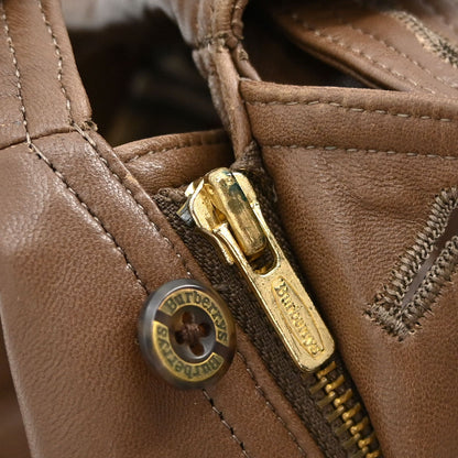 Burberrys Zip Up Sheepskin Jacket Brown #M