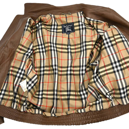 Burberrys Zip Up Sheepskin Jacket Brown #M