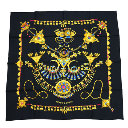 Hermes Scarf Carre 90 Parures des Sables Black Small Good