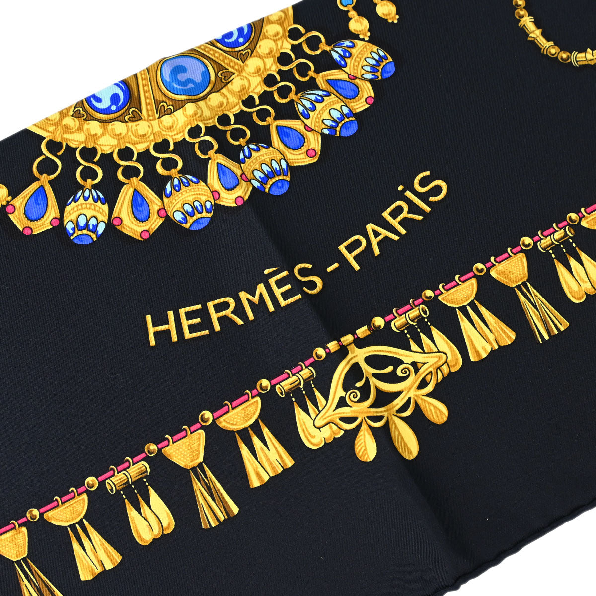 Hermes Scarf Carre 90 Parures des Sables Black Small Good