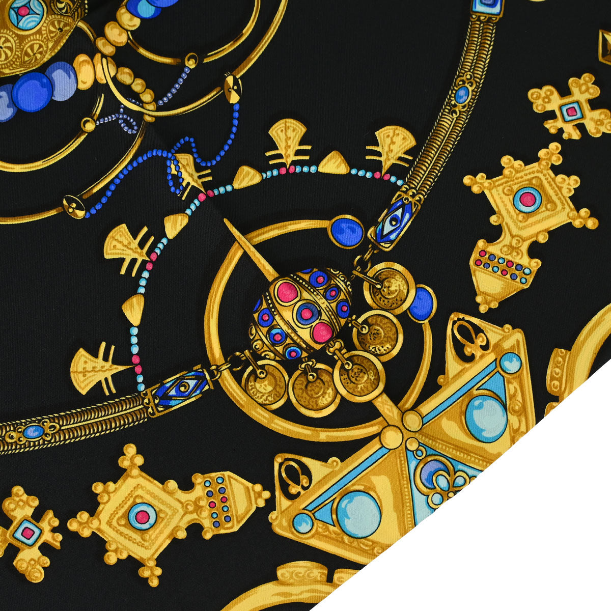 Hermes Scarf Carre 90 Parures des Sables Black Small Good