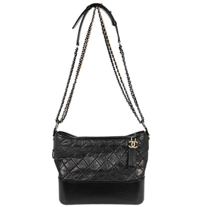 Chanel Black Calfskin Lambskin Medium Gabrielle Shoulder Bag
