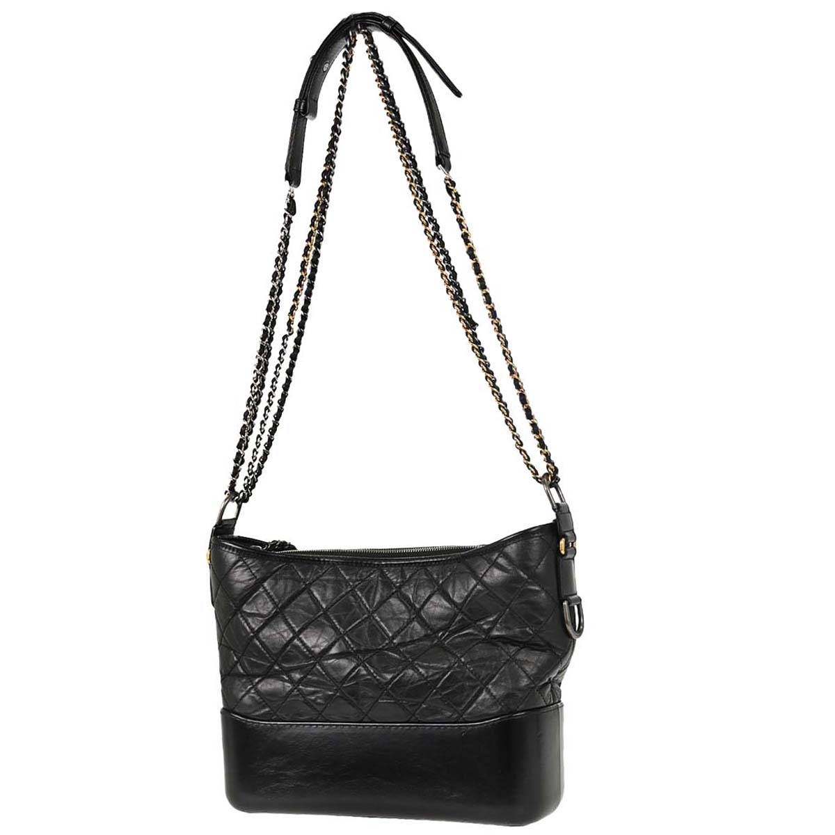 Chanel Black Calfskin Lambskin Medium Gabrielle Shoulder Bag
