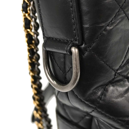 Chanel Black Calfskin Lambskin Medium Gabrielle Shoulder Bag