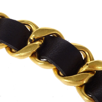 Chanel Chain Belt Leather Gold Black #75/30 96P Small Good