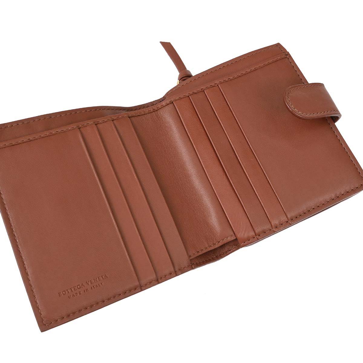 Bottega Veneta Brown Lambskin Intrecciato Bifold Wallet