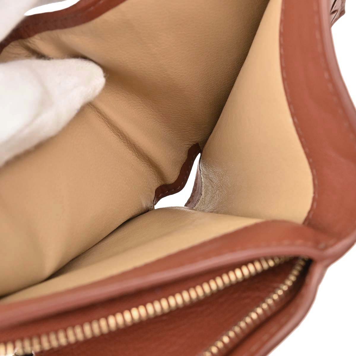 Bottega Veneta Brown Lambskin Intrecciato Bifold Wallet