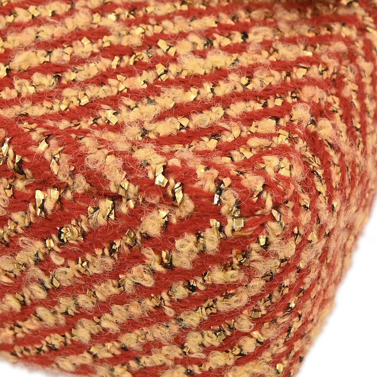 Chanel 2000-2002 Red Gold Tweed Single Flap Shoulder Bag