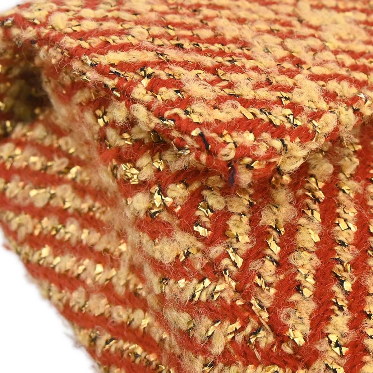 Chanel 2000-2002 Red Gold Tweed Single Flap Shoulder Bag