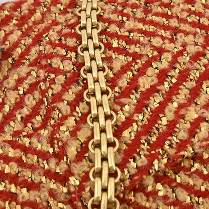Chanel 2000-2002 Red Gold Tweed Single Flap Shoulder Bag