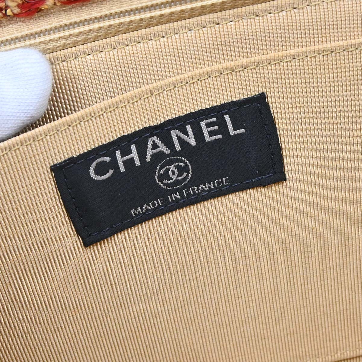 Chanel 2000-2002 Red Gold Tweed Single Flap Shoulder Bag