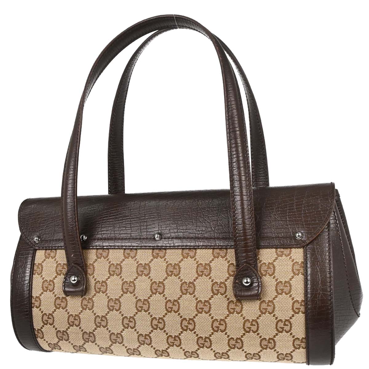 Gucci Brown GG Canvas Bamboo Handbag