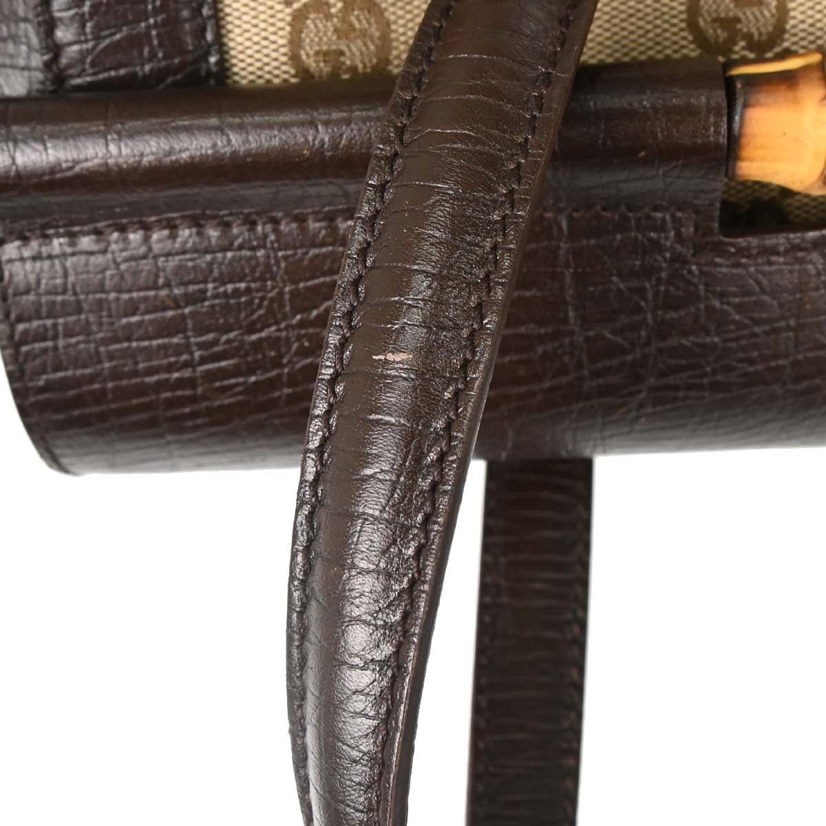Gucci Brown GG Canvas Bamboo Handbag
