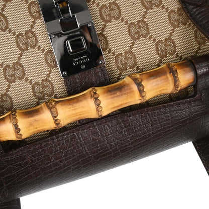 Gucci Brown GG Canvas Bamboo Handbag