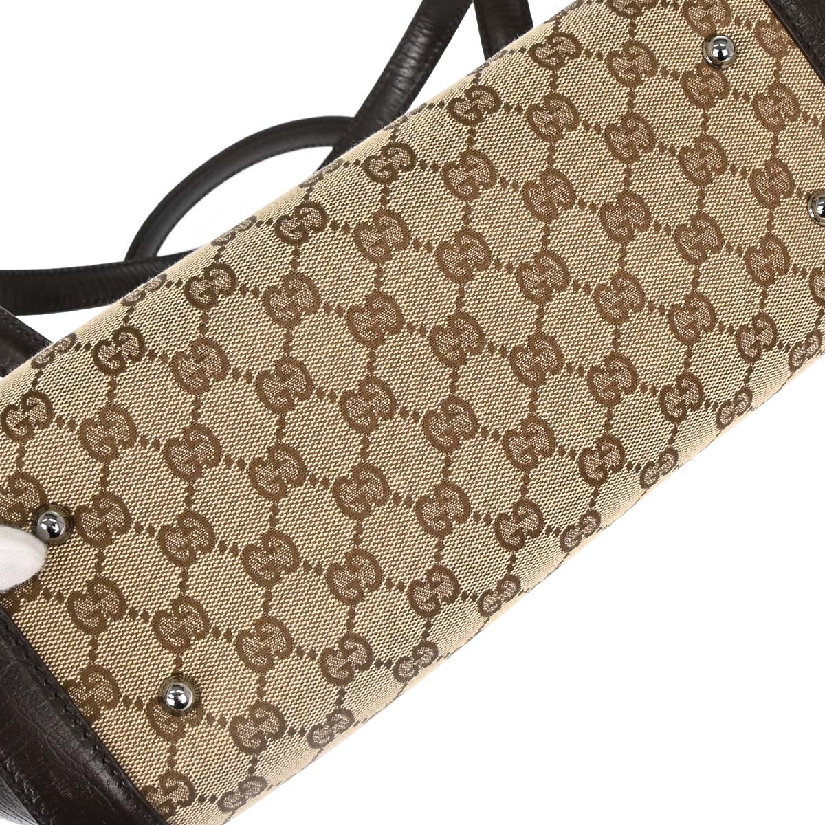 Gucci Brown GG Canvas Bamboo Handbag