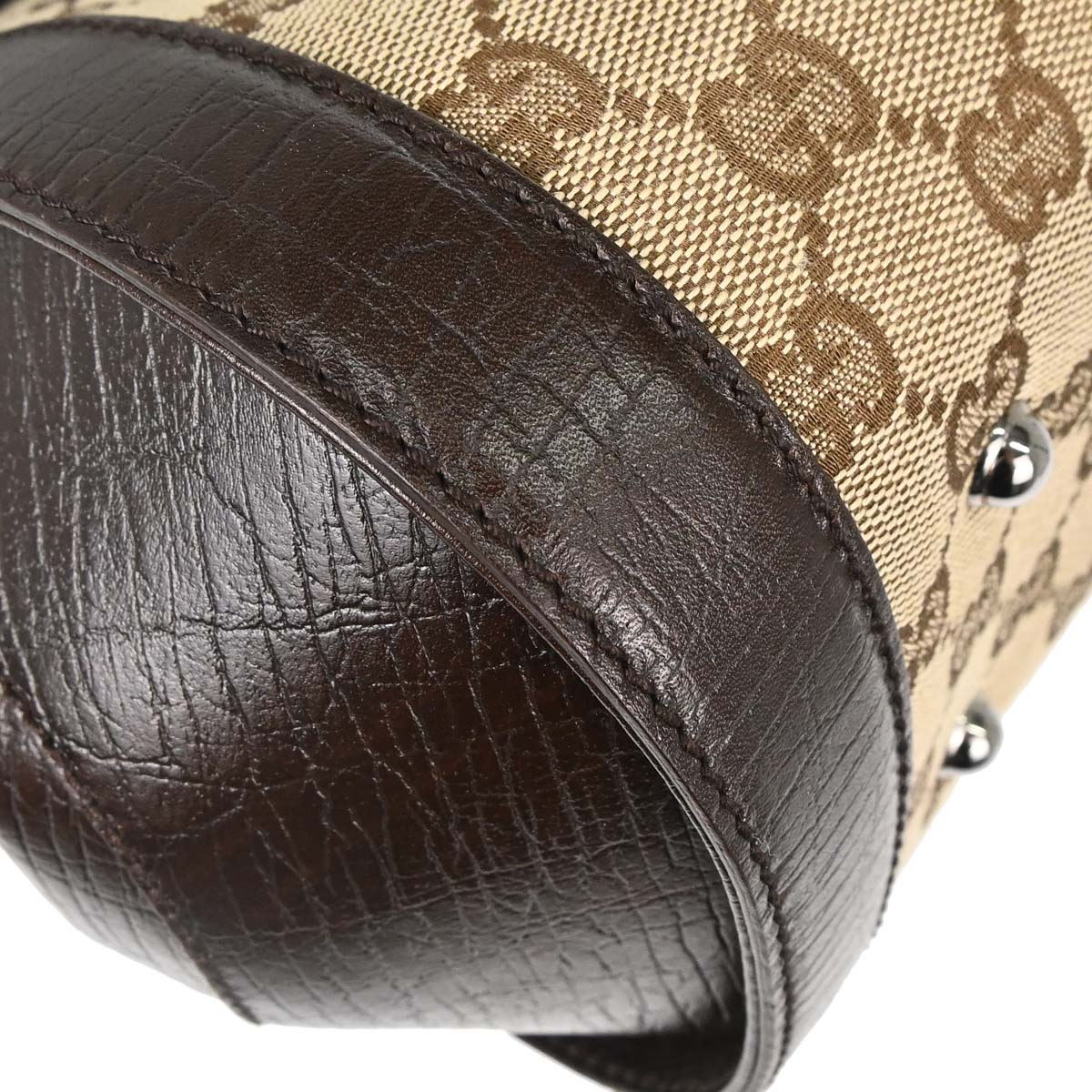 Gucci Brown GG Canvas Bamboo Handbag