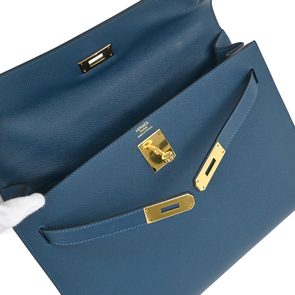Hermes Colvert Epsom Kelly 32 Sellier 2way Shoulder Handbag