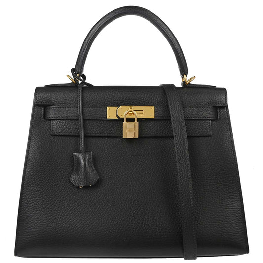 Hermes Black Ardennes Kelly 28 Sellier 2way Shoulder Handbag