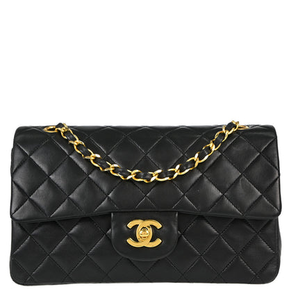 Chanel Black Lambskin Small Classic Double Flap Shoulder Bag