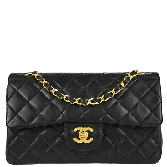 Chanel Black Lambskin Small Classic Double Flap Shoulder Bag