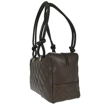 Chanel 2005-2006 Brown Calfskin Cambon Ligne Bowling Bag 27
