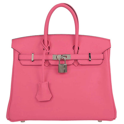 Hermes Rose Azalee Swift Birkin 25 Handbag
