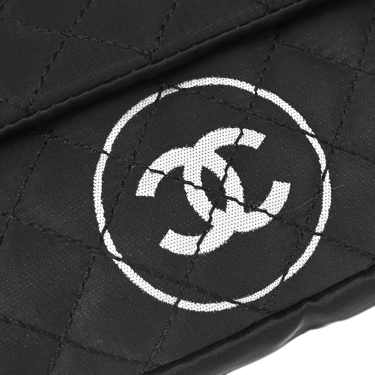 Chanel 2008-2009 Black Satin Logomania Flap Shoulder Bag