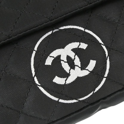 Chanel 2008-2009 Black Satin Logomania Flap Shoulder Bag