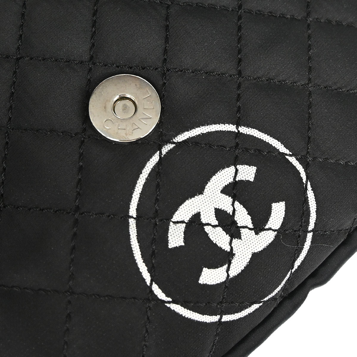 Chanel 2008-2009 Black Satin Logomania Flap Shoulder Bag