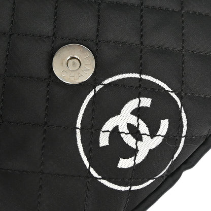 Chanel 2008-2009 Black Satin Logomania Flap Shoulder Bag
