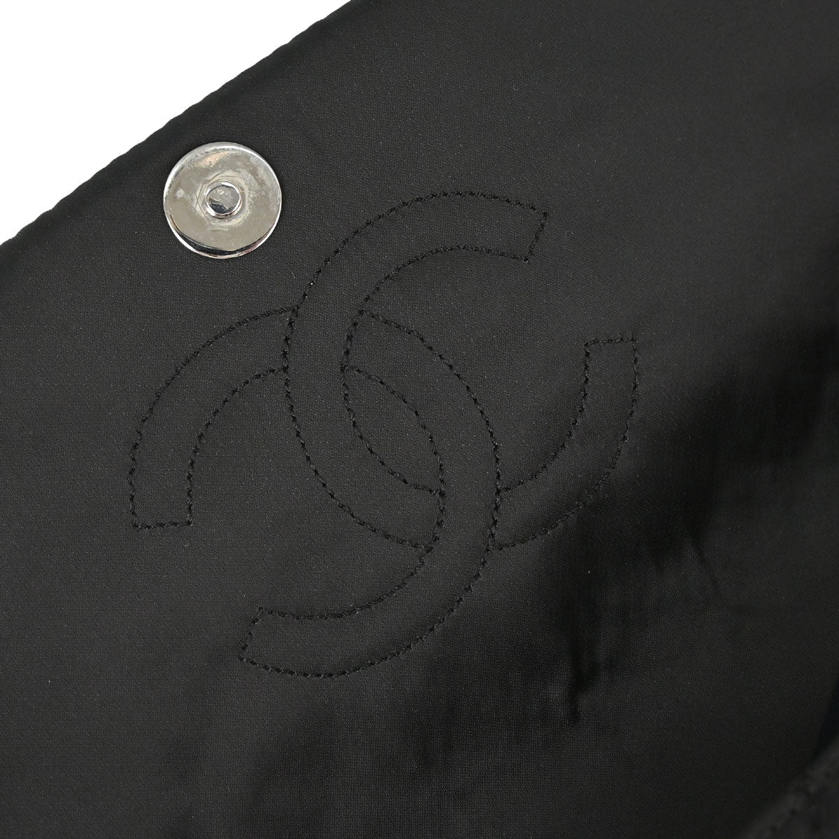 Chanel 2008-2009 Black Satin Logomania Flap Shoulder Bag