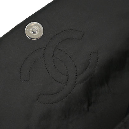 Chanel 2008-2009 Black Satin Logomania Flap Shoulder Bag