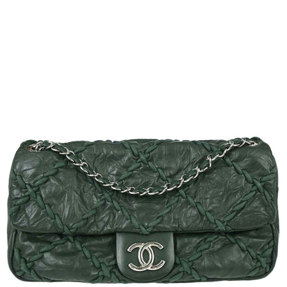 Chanel Green Calfskin Ultra Stitch Single Flap Shoulder Bag