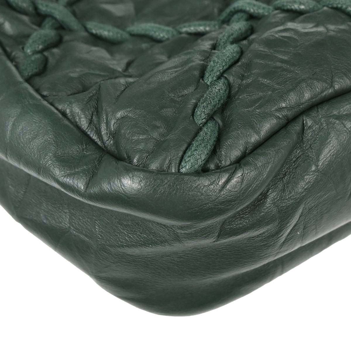 Chanel Green Calfskin Ultra Stitch Single Flap Shoulder Bag
