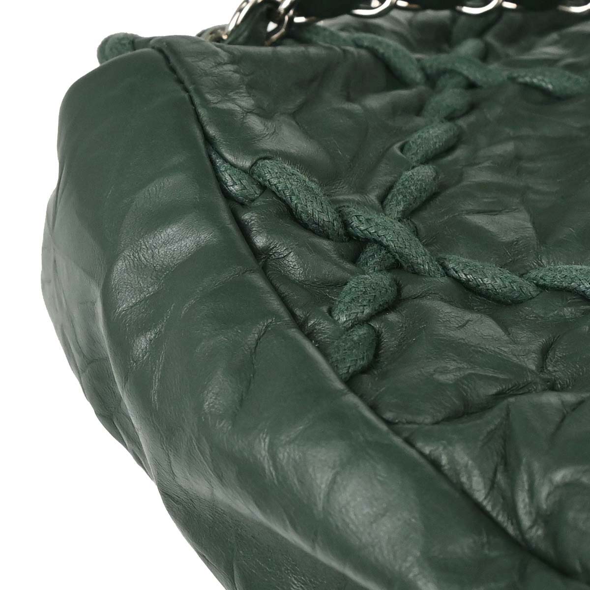 Chanel Green Calfskin Ultra Stitch Single Flap Shoulder Bag