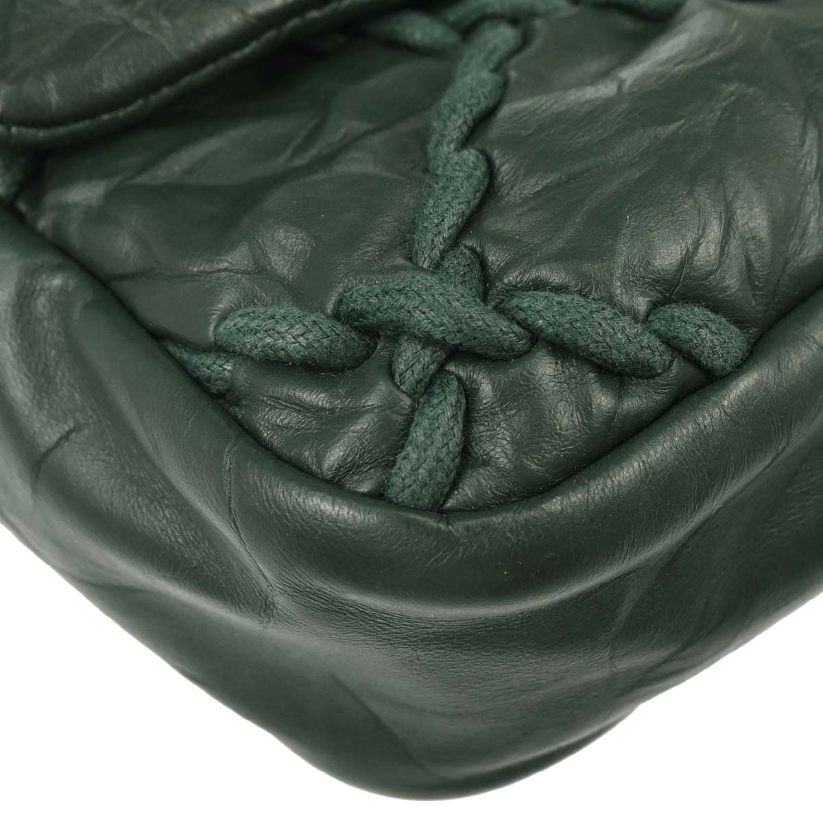 Chanel Green Calfskin Ultra Stitch Single Flap Shoulder Bag